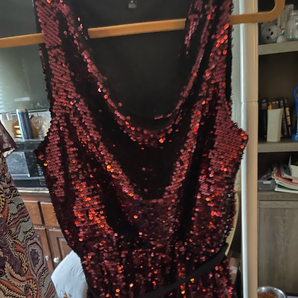 Red sequin dress wine red